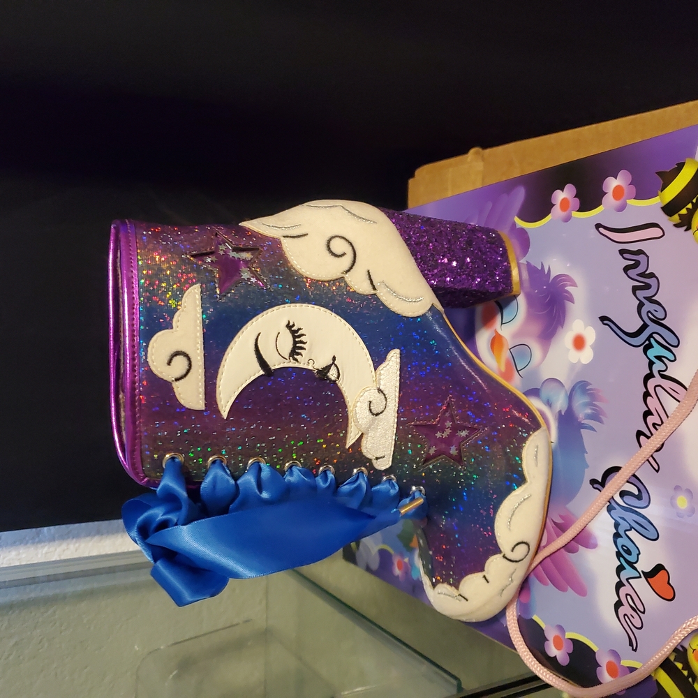 Irregular Choice Purple Glitter Lace Up Boots